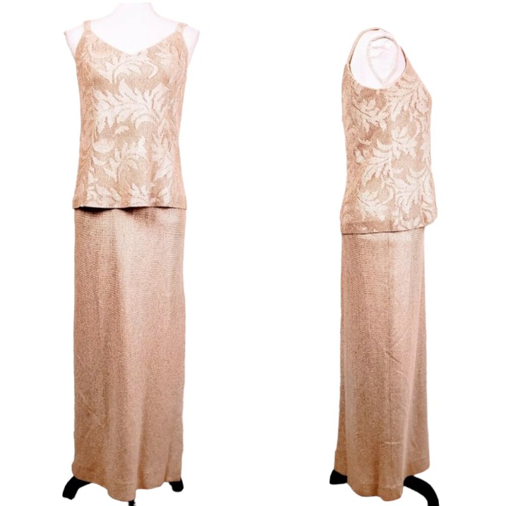 EN FRANCAIS by HUEY WALTZER Cocktail Dress, Gold Vintage Sleeveless Glittery, 8